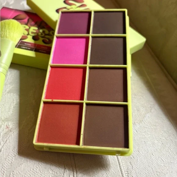 Made by Mitchell Curve Case Pressed Palette & Brush Medium Deep Eyes Blush BNIB